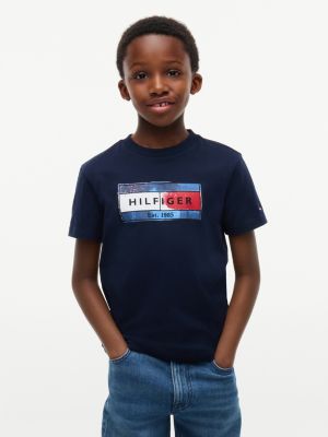 blue flag graphic jersey t-shirt for boys tommy hilfiger