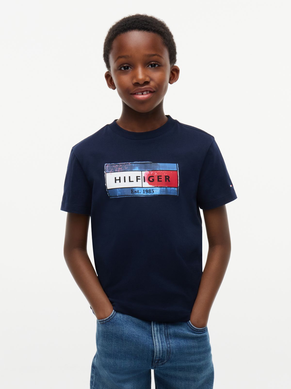 Flag Graphic Jersey T-Shirt — Blue