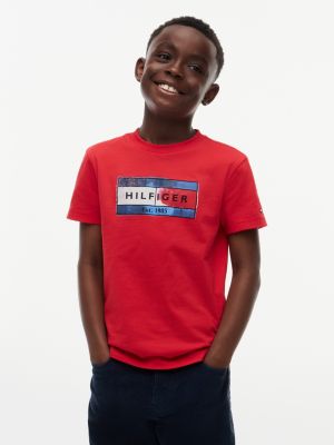 red flag graphic jersey t-shirt for boys tommy hilfiger