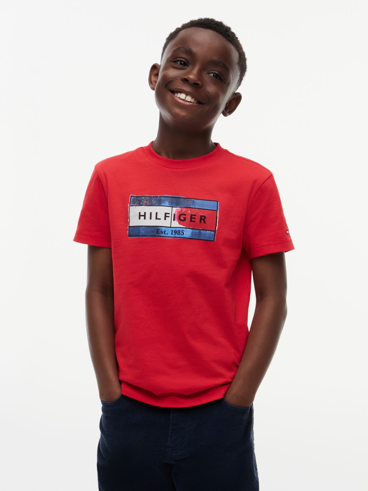Flag Graphic Jersey T-Shirt — Red
