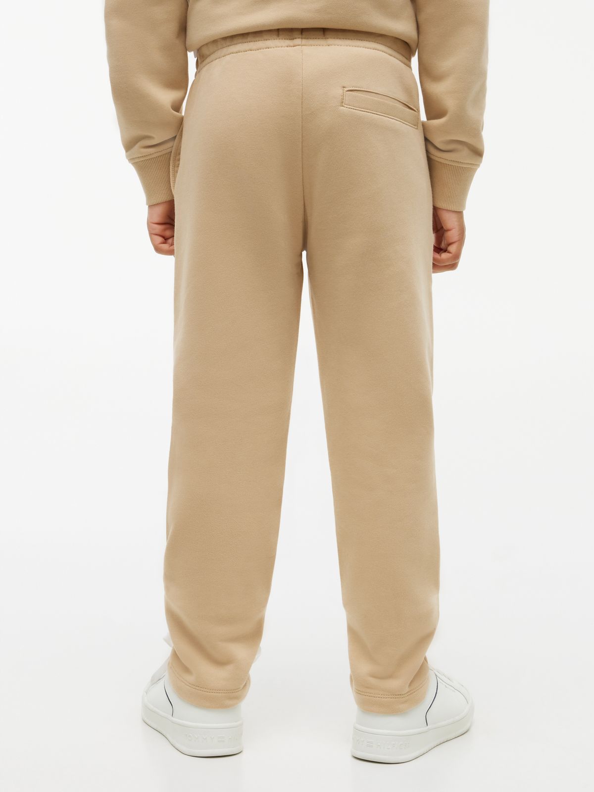 Essential Logo Flag Embroidery Joggers — Beige