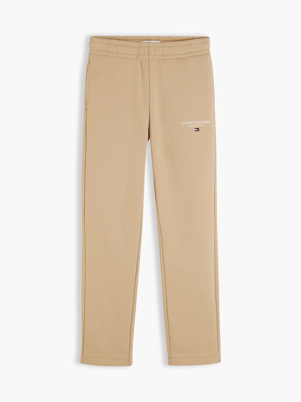 Essential Logo Flag Embroidery Joggers — Beige
