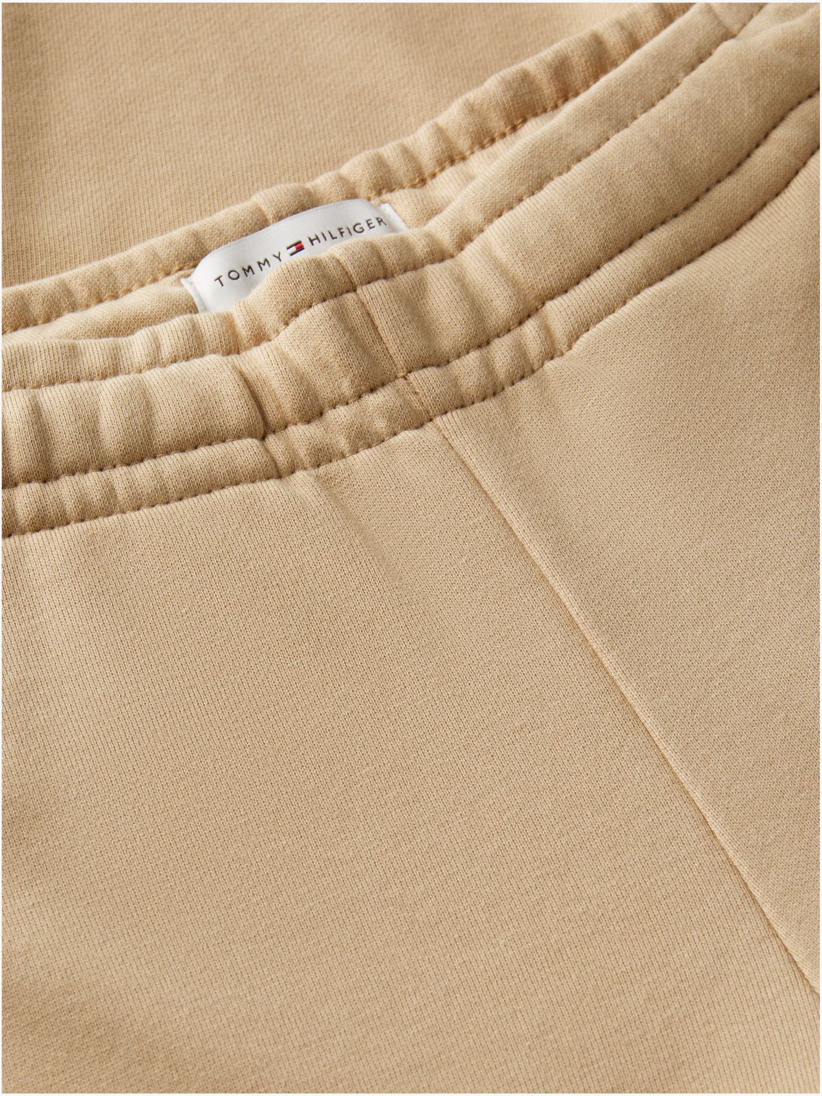 Essential Logo Flag Embroidery Joggers — Beige