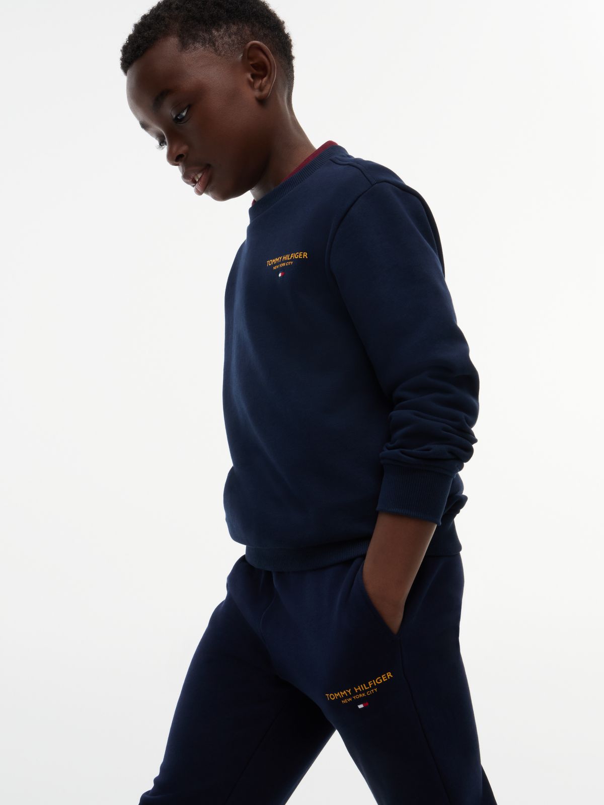 Essential Logo Flag Embroidery Joggers — Blue
