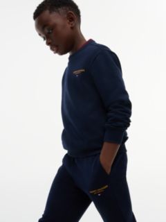 Essential Logo Flag Embroidery Joggers — Blue 3