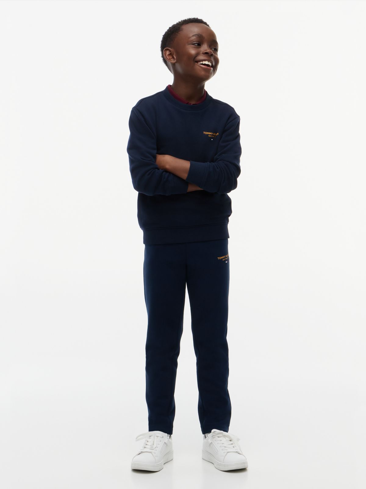 Essential Logo Flag Embroidery Joggers — Blue