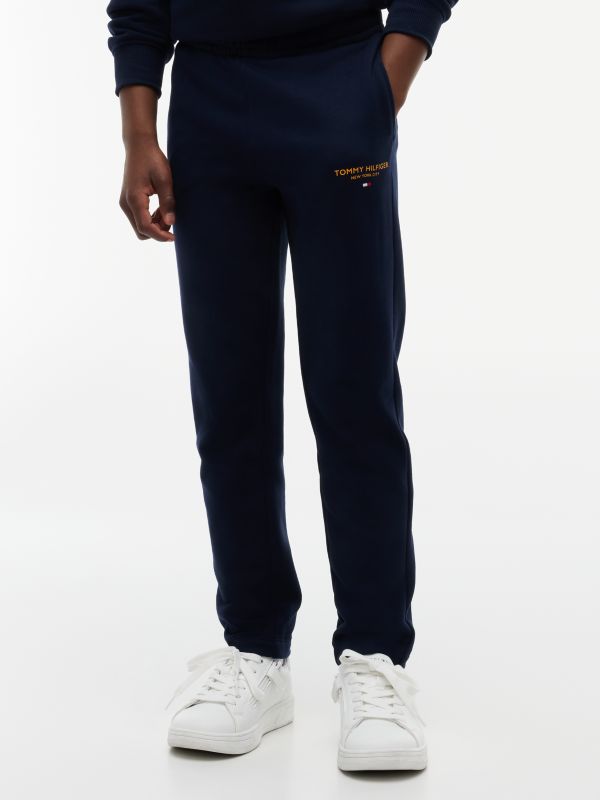 Essential Logo Flag Embroidery Joggers — Blue