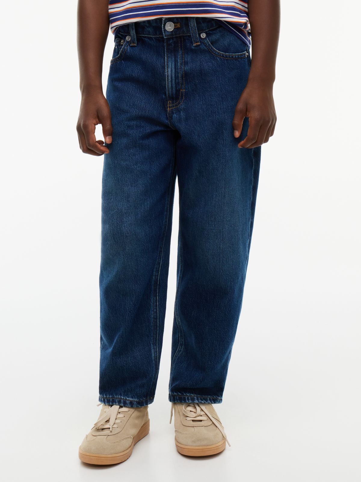 Barrel Leg Faded Jeans — Denim