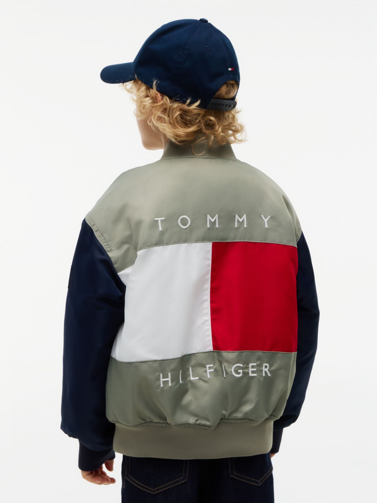 Back Logo Water Resistant Bomber Jacket — Green