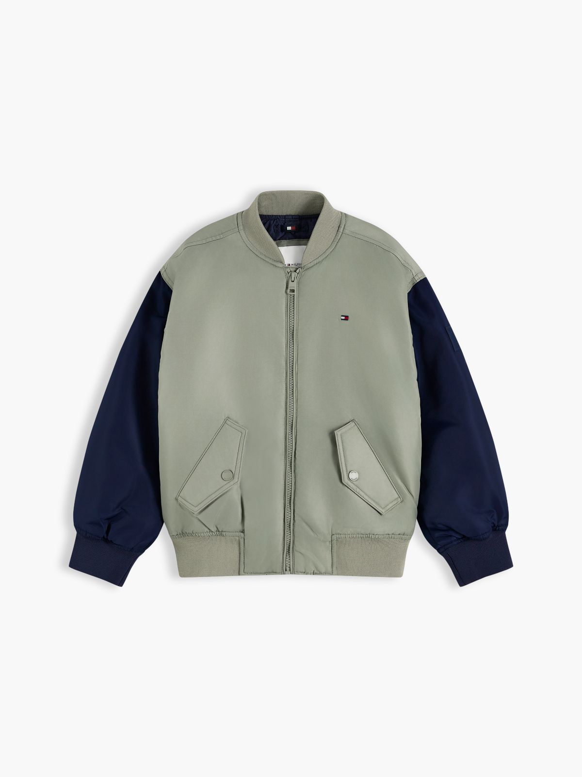 Back Logo Water Resistant Bomber Jacket — Green