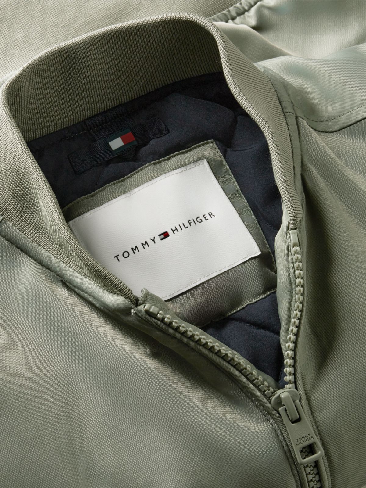 Back Logo Water Resistant Bomber Jacket — Green