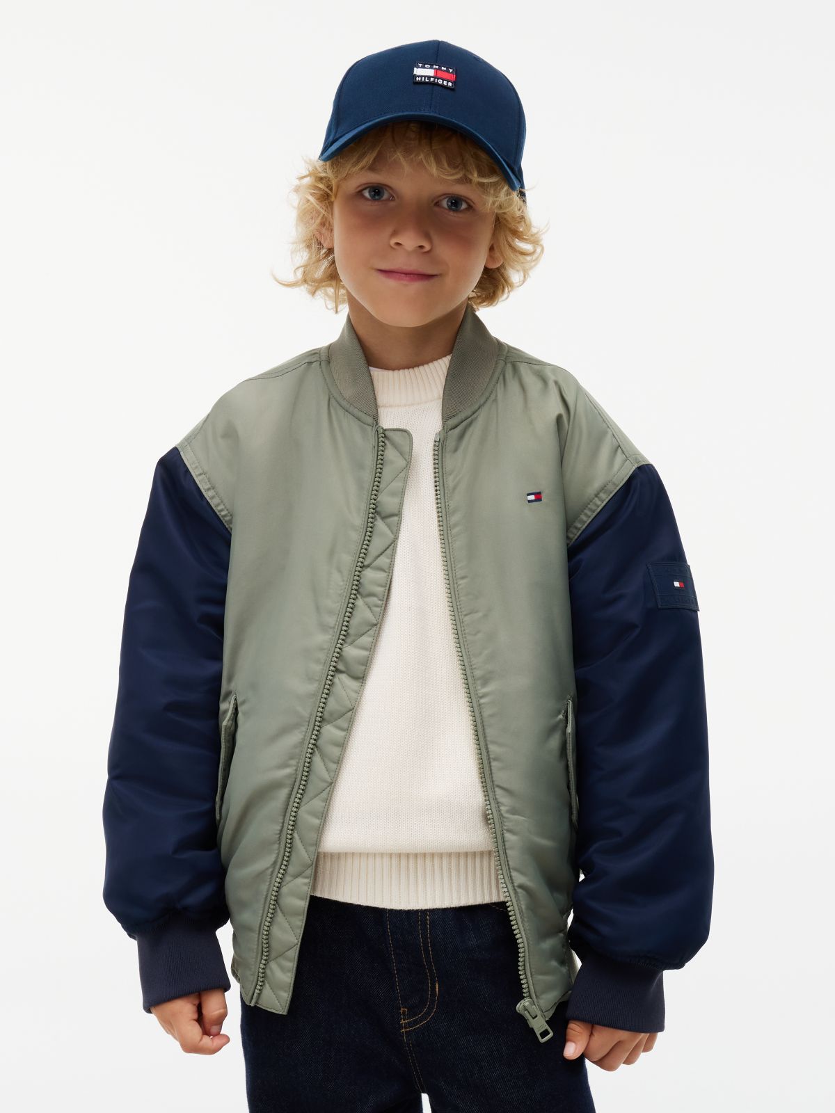 Back Logo Water Resistant Bomber Jacket — Green