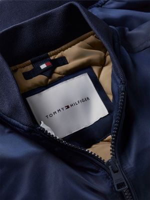 blau wasserabweisende bomberjacke mit rückenlogo für jungen - tommy hilfiger