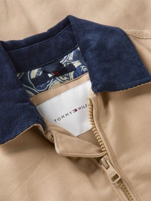 beige padded canvas barn jacket for boys tommy hilfiger