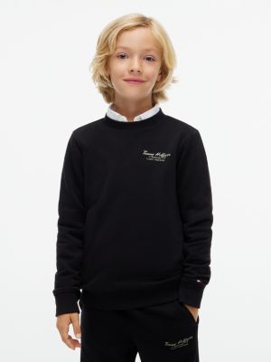 black essential logo terry sweatshirt for boys tommy hilfiger