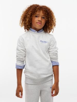 grey essential logo terry sweatshirt for boys tommy hilfiger