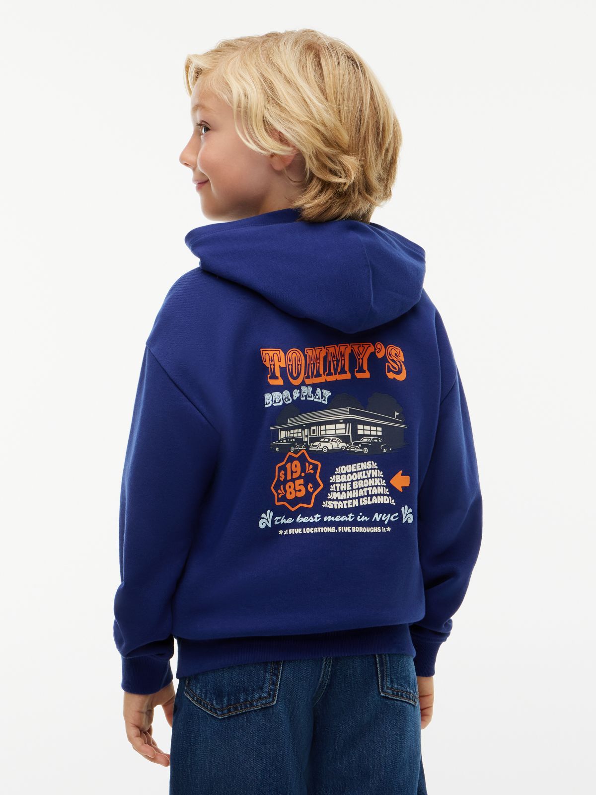 Essential Back Graphic Terry Hoody — Blue
