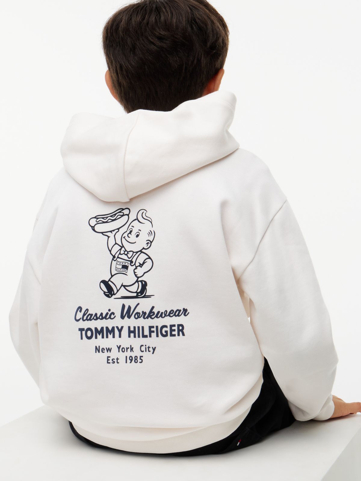 Essential Back Graphic Terry Hoody — White