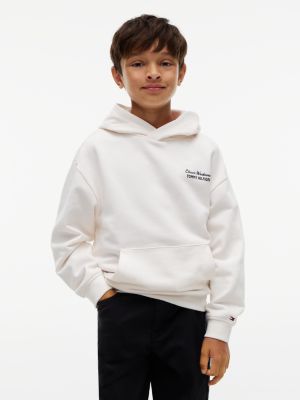 white essential back graphic terry hoody for boys tommy hilfiger