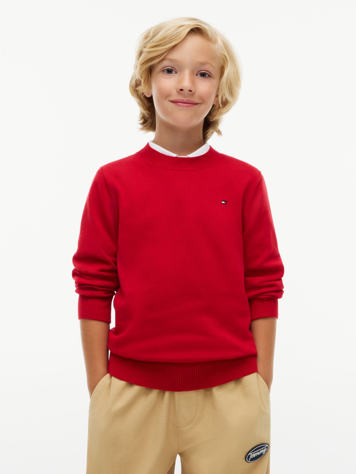 Essential Lightweight Crew Neck Jumper — Red