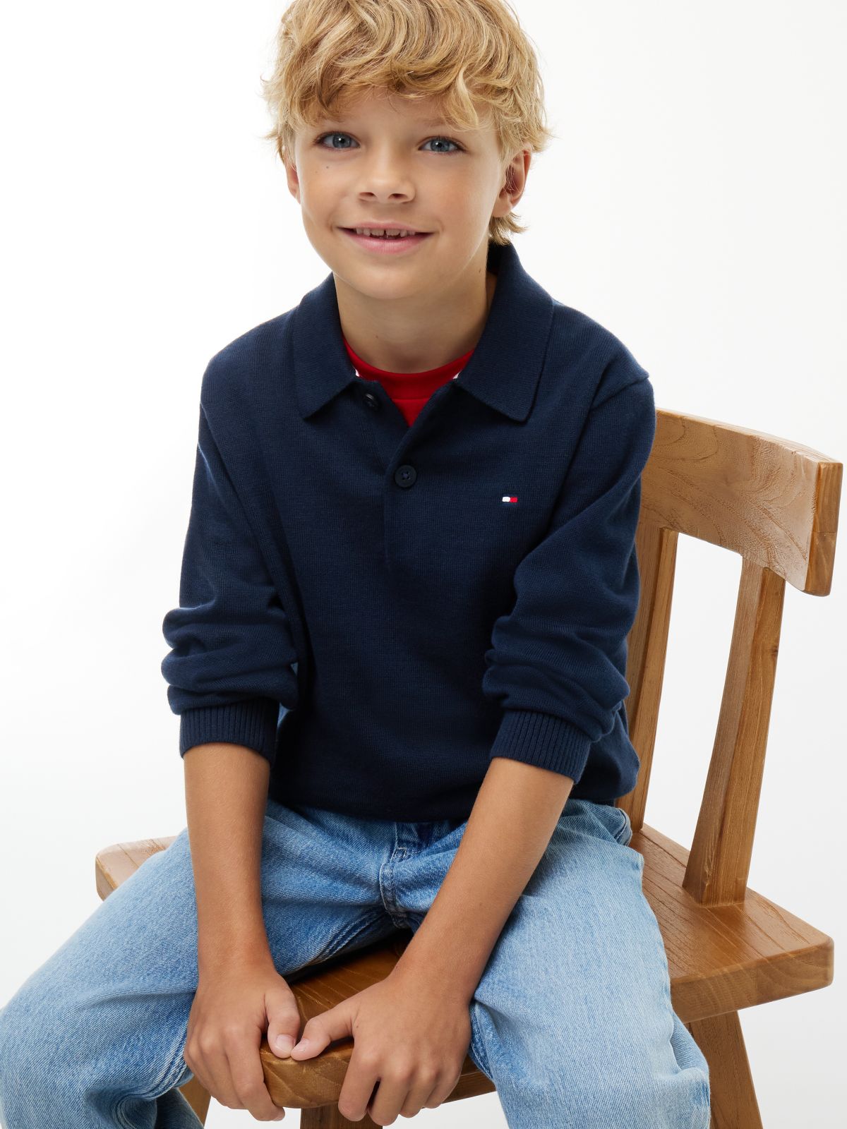Essential Lightweight Polo Jumper — Blue