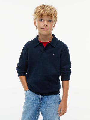 blue essential lightweight polo jumper for boys tommy hilfiger