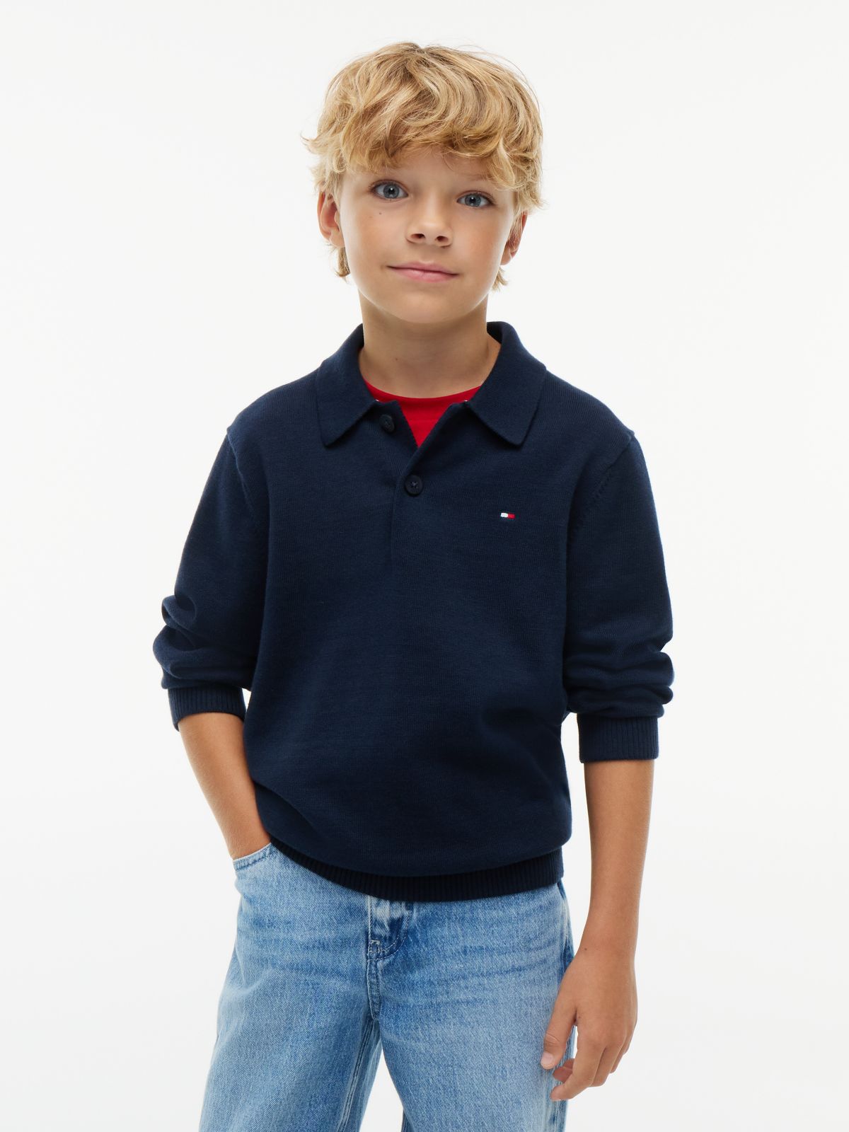 Essential Lightweight Polo Jumper — Blue