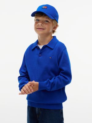 blue essential lightweight polo jumper for boys tommy hilfiger
