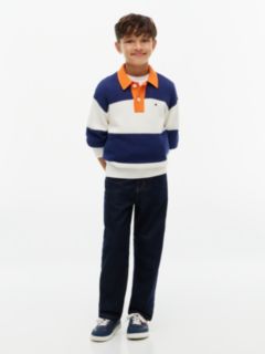 Textured Knit Rugby Jumper — Blue 2