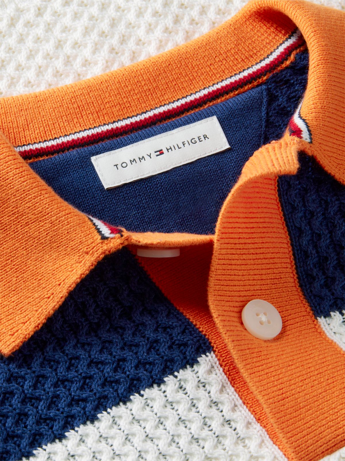 Textured Knit Rugby Jumper — Blue