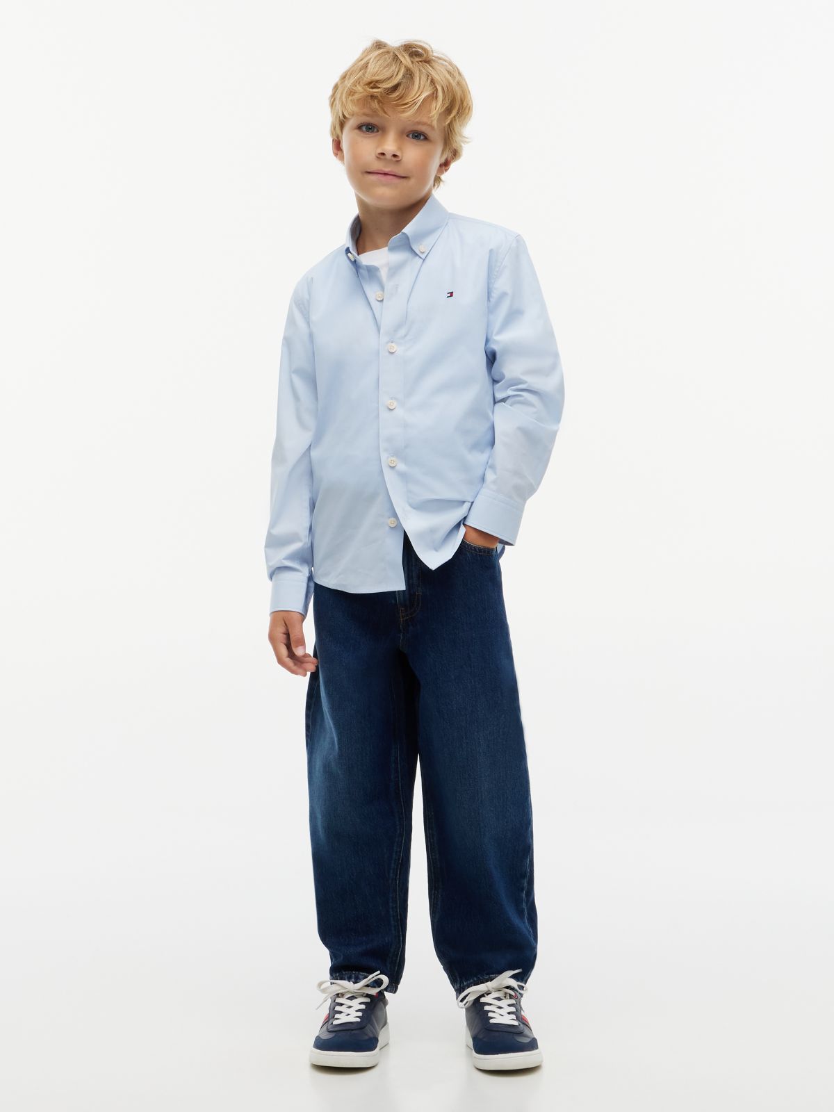 Essential Regular Fit Non-Iron Poplin Shirt — Blue
