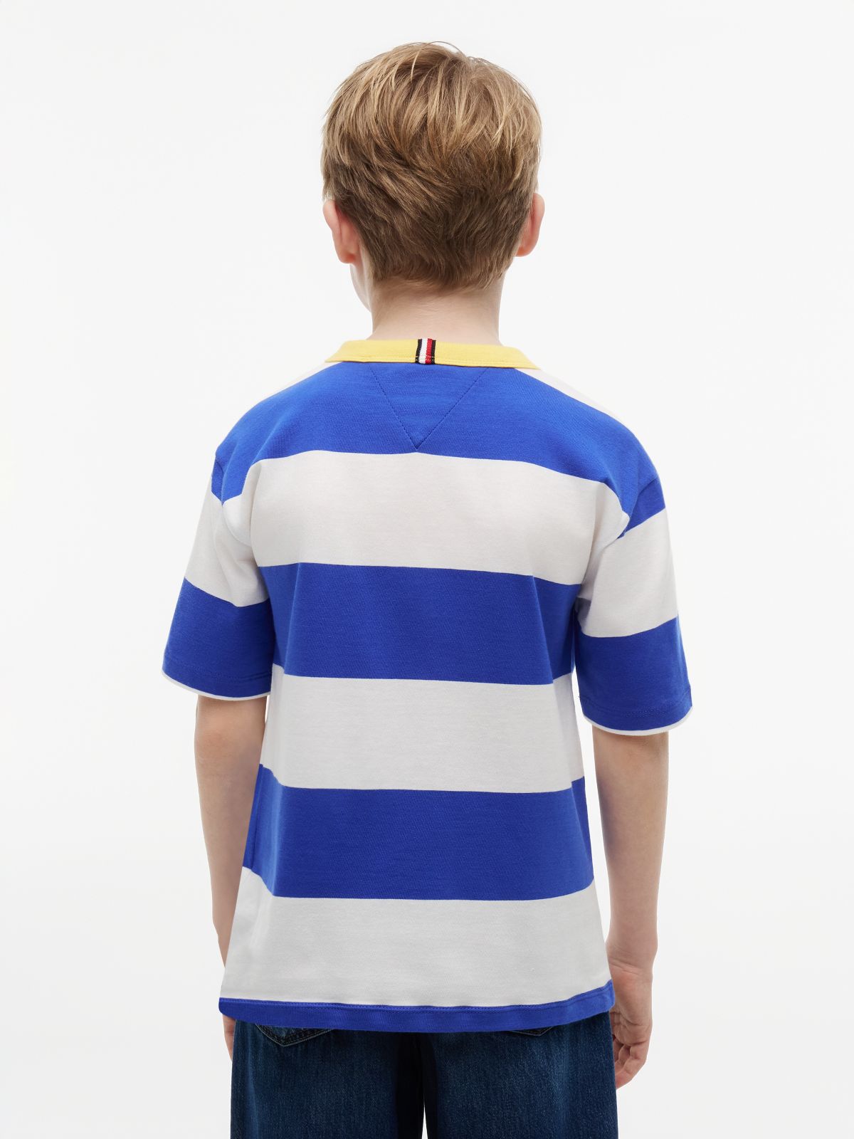 Logo Embroidery Stripe Jersey T-Shirt — Multi