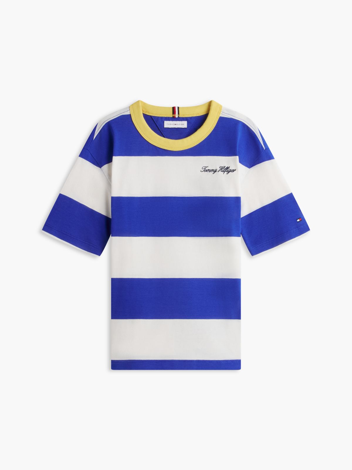 Logo Embroidery Stripe Jersey T-Shirt — Multi