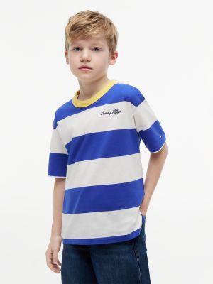 multi logo embroidery stripe jersey t-shirt for boys tommy hilfiger