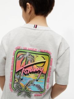 Back Logo Graphic Textured T-Shirt — Grey 3
