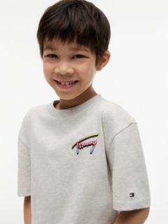 Back Logo Graphic Textured T-Shirt — Grey 4