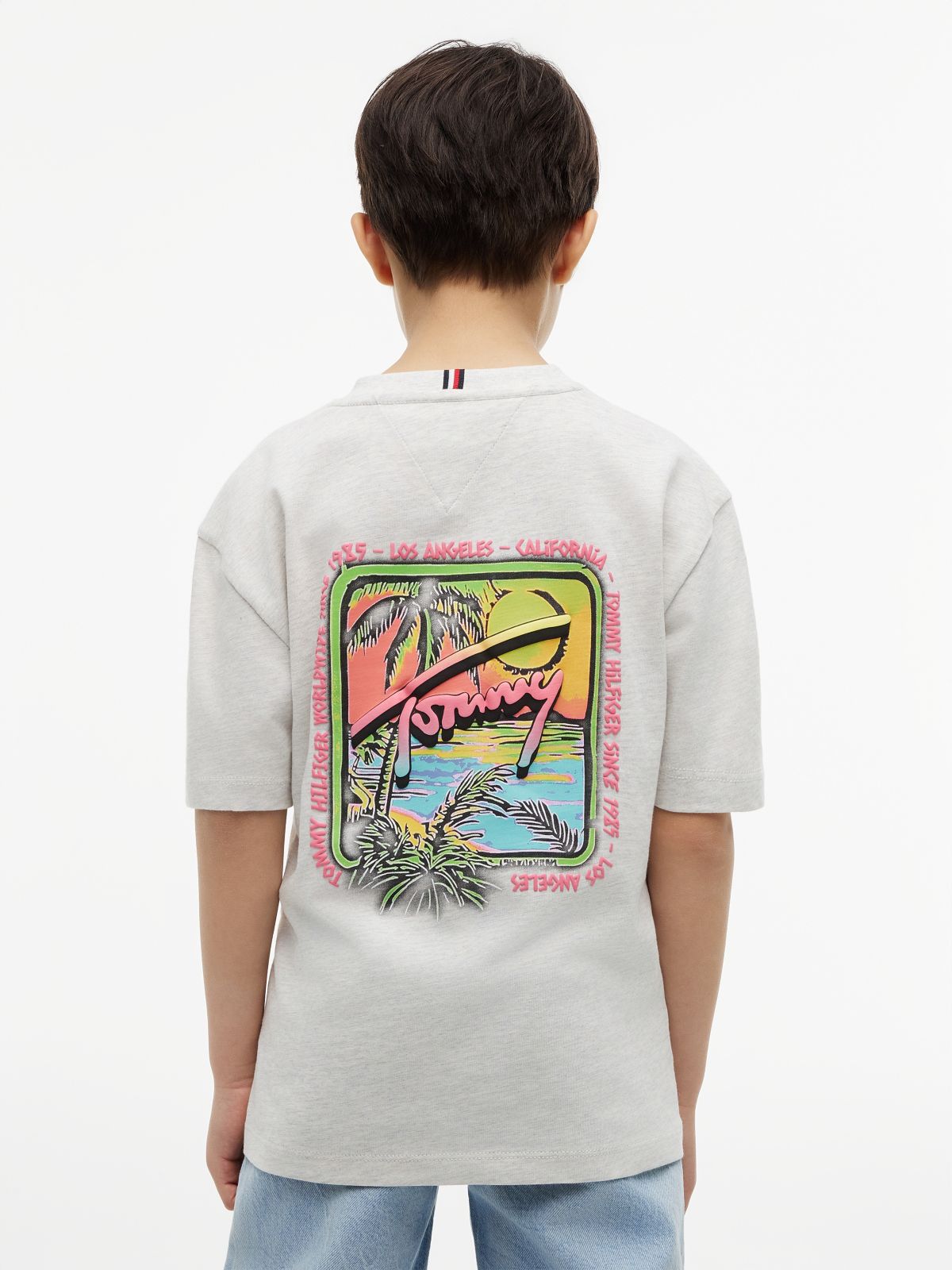 Back Logo Graphic Textured T-Shirt — Grey