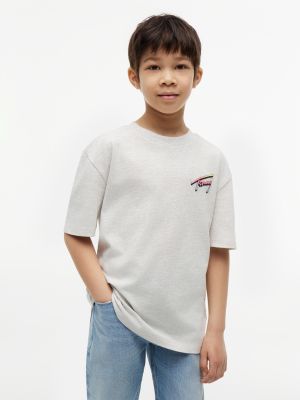grey back logo graphic textured t-shirt for boys tommy hilfiger