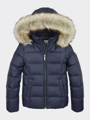 tommy jeans long quilted hooded down jacket