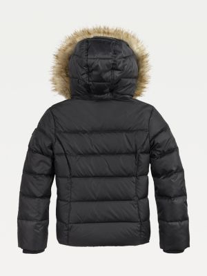 Essential Quilted DownFilled Hooded Jacket BLACK Tommy Hilfiger