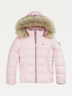 Essential Quilted Down Filled Hooded Jacket Pink Tommy Hilfiger