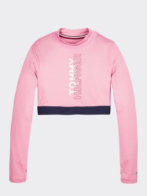 tommy hilfiger logo long sleeve crop top