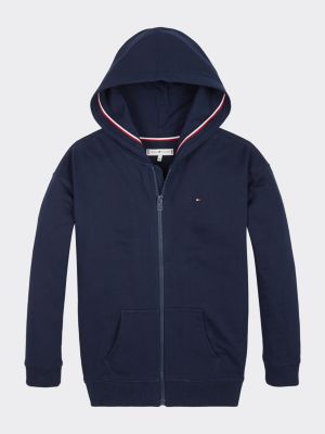 Essential Signature Logo Zip-Thru Hoody | BLUE | Tommy Hilfiger