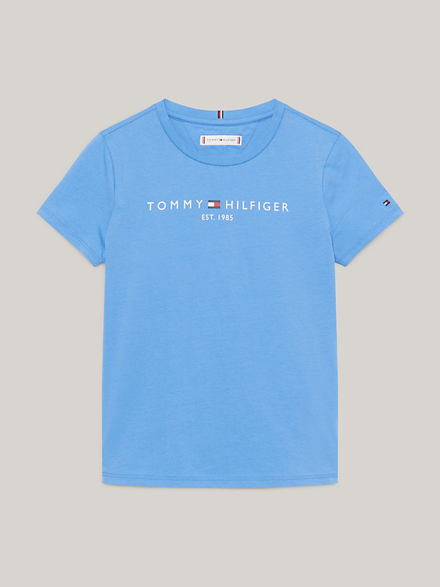 blue th established essential logo slim t-shirt for girls tommy hilfiger