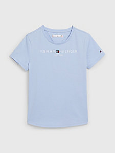 t-shirt essential en jersey à col ras-du-cou bleu pour filles tommy hilfiger