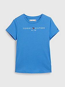 camiseta essential de cuello redondo azul de nina tommy hilfiger