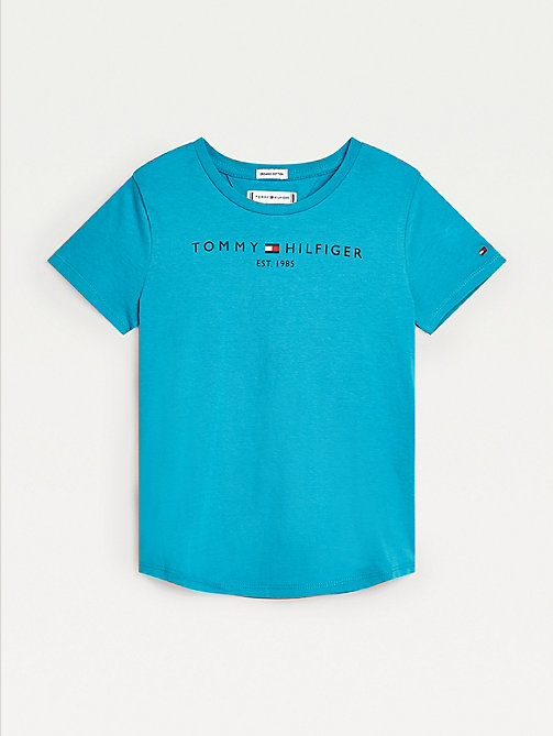 blue essential logo t-shirt for girls tommy hilfiger