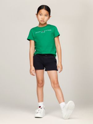 green essential slim fit t-shirt mit logo für mädchen - tommy hilfiger