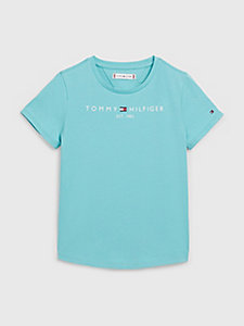 t-shirt essential en jersey à col ras-du-cou vert pour filles tommy hilfiger