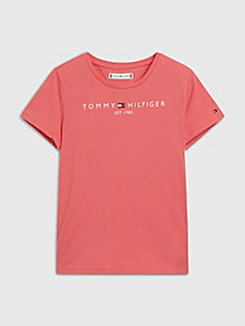 pink essential crew neck jersey t-shirt for girls tommy hilfiger